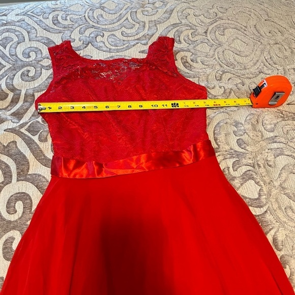 BeryLove Women Short Floral Lace Bridesmaid Dress A-line Swing Party Dress SZ L - Picture 6 of 7